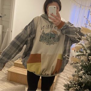Aspen Colorado sweatshirt Upcycled patchwork rework hoodie defective garments
